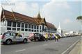 The convoy in front of Bangkok's Royal Palace. 